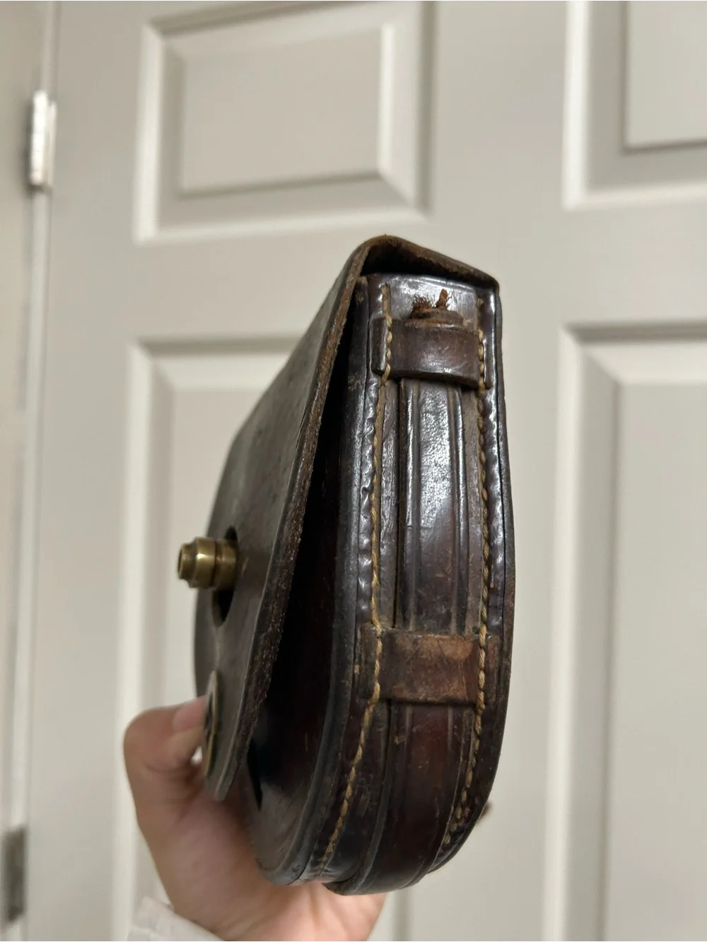 Vintage Black Brass Handheld Compass with carrying case Collectible decor